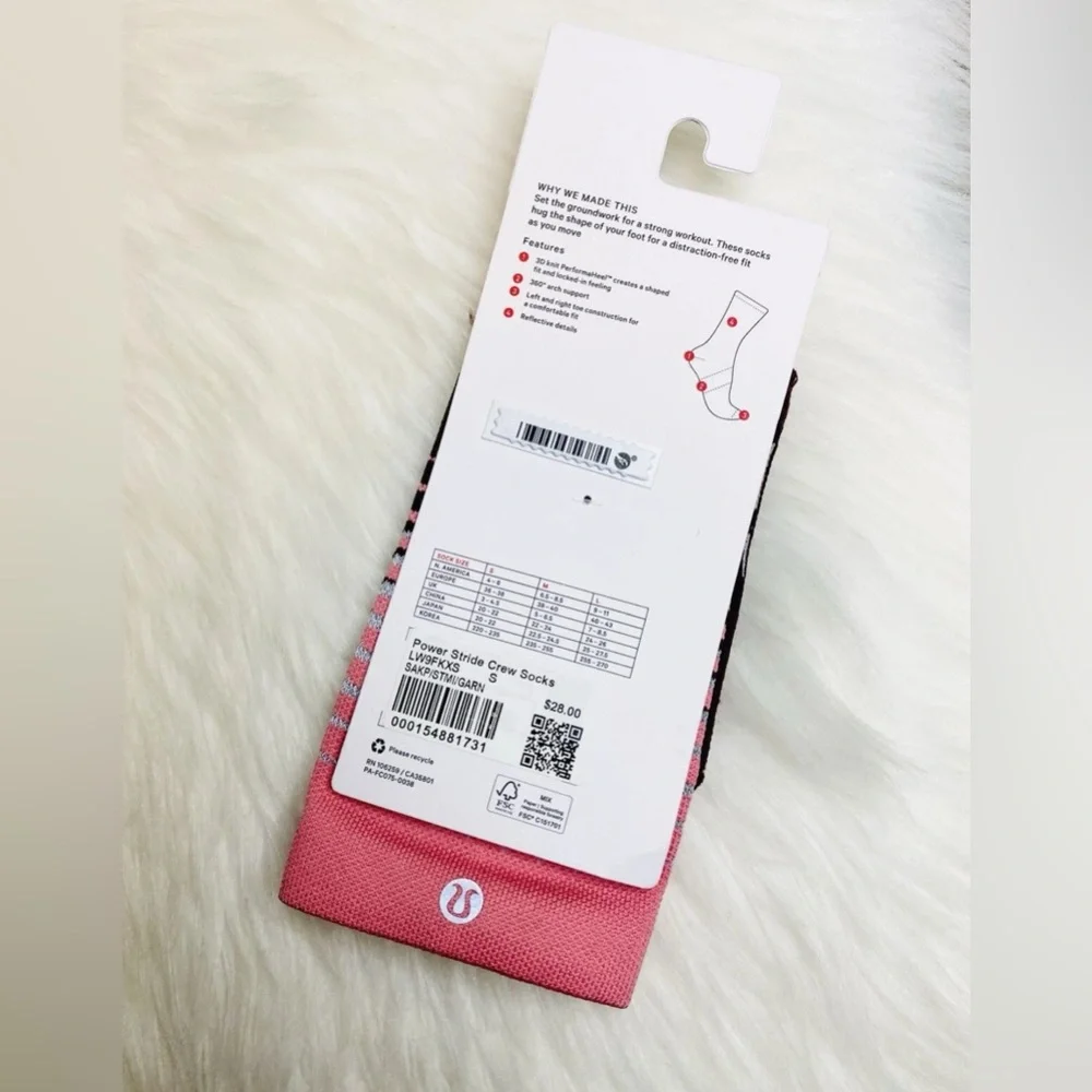 Lululemon Power Stride Crew Socks Reflective Women Size S SAKP STMI GARN New